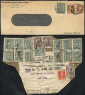 Circa 1935: Large Fragment Of A Parcel Post Cover + Front Of Commercial Cover With Rare Postages Combining Stamps... - Other & Unclassified