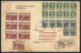 Registered Cover Sent To Germany On 23/MAY/1933 With Spectacular Postage Of 65c.: GJ.671 X7 + 680 X7 + 696 Block Of... - Other & Unclassified