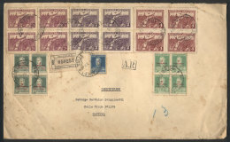 Large Registered Cover Used In Buenos Aires On 7/DE/1931 With Attractive Postage Of 90c. Including BLOCKS OF 4 Of... - Other & Unclassified