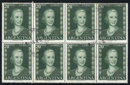 GJ.1021, 20P. Eva Perón, Fantastic Used Block Of 8 Stamps, Excellent Quality, Very Rare, Probably The... - Other & Unclassified