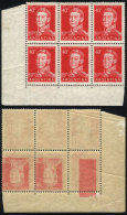 GJ.1041, Corner Block Of 6, With VARIETY: Negative Impression On Back, Inverted, Excellent And Rare! - Sonstige & Ohne Zuordnung