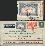 GJ.650a, 1928 1P. With SHIFTED CENTER Variety + Other Values, Franking A Cover Posted To France On 7/JA/1933, VERY... - Airmail