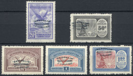 GJ.665/669, 1930 Zeppelin, Cmpl. Set Of 5 Values With GREEN Overprint, Mint Very Lightly Hinged, Excellent Quality.... - Luftpost