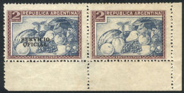 GJ.667a, 2P. Fruit, Corner Pair WITH AND WITHOUT OVERPRINT, Very Rare, VF Quality! - Officials