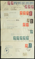 5 Registered Covers Used Between 1953 And 1955, All Franked With Stamps Of The EVA PERÓN Issue, Nice Lot, VF... - Officials