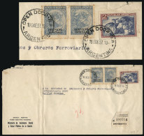 Registered Cover Sent From Open Door To Buenos Aires On 19/JA/1957, With Postage Of 2.40P. Combining Stamps With... - Officials