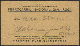 Circa 1950: Cover (telegram Included) Of The Ferrocarril Nacional Gral. Roca Telegraph Service, With Interesting... - Telegraph