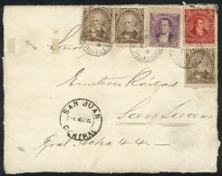 Front Of Cover Sent From Buenos Aires To San Juan On 2/AU/1890, Franked By GJ.98A (1c. WITH Frame And Groundwork Of... - Other & Unclassified