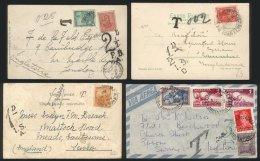 3 Postcards With Very Nice Ivews + 1 Airmail Cover, Sent To England Between 1901 And 1957, ALL WITH DUE MARKS For... - Other & Unclassified