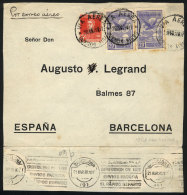 Front (and Part Of Back) Of An Airmail Cover Sent From Buenos Aires To Barcelona On 29/FE/1928, Carried On The... - Other & Unclassified