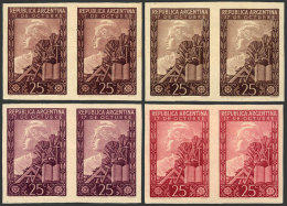 GJ.961, 1948 Commemoration Of 17 October (Peronist Loyalty Day), TRIAL COLOR PROOFS, Imperforate Pairs On Regular... - Sonstige & Ohne Zuordnung