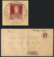GJ.619, San Martín 30c. Printed On RIBBED PAPER, Variety: 'with Small Period' (semi-covered), Franking A... - Sonstige & Ohne Zuordnung