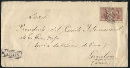 GJ.416, 1916 24c. Centenary Of Independence, PAIR Franking A Registered Cover Sent To Switzerland On 24/MAR/1919,... - Other & Unclassified