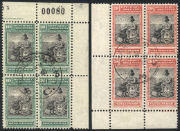 GJ.237 + 238, 1899 Both High Values Of The Seated Liberty Set, Used BLOCKS OF 4, Both With Sheet Corner, Excellent... - Other & Unclassified