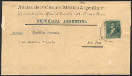 GJ.139, 2c. Green Franking ALONE A Wrapper Sent From Buenos Aires To San Juan, Excellent Quality, Rare Rate! - Other & Unclassified