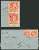 GJ.38, Pair With VARIETY: Misperforated (dividing The Vignette In 2), Franking An Entire Letter Sent From Rosario... - Sonstige & Ohne Zuordnung