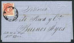Folded Cover Dated 20/OC/1869, Franked By GJ.38 (5c. Rivadavia With Groundwork Of Crossed Lines), With The Rare... - Sonstige & Ohne Zuordnung