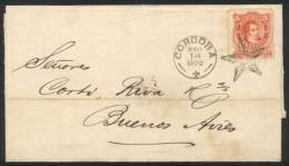 Folded Cover Franked By GJ.38, With Mute "star" Cancel Along CORDOBA Datestamp Of 18/JA/1872, Excellent Quality! - Other & Unclassified