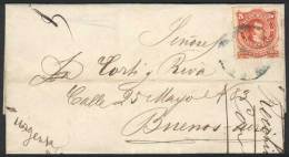 Folded Cover Dated CHASCOMÚS 31/MAY/1869, Franked By GJ.38, With Illegible Circular Cancel In Greenish-blue,... - Sonstige & Ohne Zuordnung