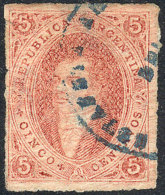 GJ.27b, 6th Printing Imperforate, Diagonally DIRTY PLATE Variety, With Scarce Blue Cancel Of Traveling PO Office,... - Gebraucht