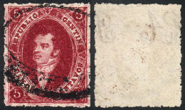 GJ.26, 5th Printing, Spectacular Dark Carmine Color, Very Shifted Watermark Variety, With Double Ellipse CATAMARCA... - Used Stamps