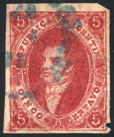 GJ.26, 5th Printing, With Rimless Datestamp Of CONCEPCIÓN DEL URUGUAY In Blue (+100%), Very Fine Quality! - Used Stamps