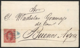 GJ.25, 4th Printing, Franking An Entire Letter Dated 8/AU/1866, Sent To Buenos Aires, Cancelled By Blue CONCORDIA... - Briefe U. Dokumente