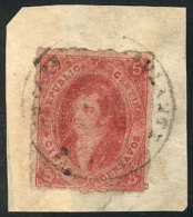 GJ.25, 4th Printing, Superb Copy On Fragment Tied By Circular Railway PO Cancel 'Estafeta Ambulante Del F.C.S.' In... - Used Stamps