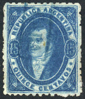 GJ.24, 15c. Worn Impression, With Blue Framed CERTIFICADA Cancel, Excellent Quality! - Lettres & Documents