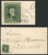 GJ.23, 10c. Semi-clear Impression, With Oval Cancel Of MENDOZA, On A Folded Cover Posted To Rosario On 30/DE/1865,... - Neufs