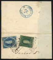 GJ.23 + 24, Large Fragment With Postage Of 10c. + 15c. Rivadavia, Both Worn Impression, With Mute 7x7 Dotted... - Used Stamps