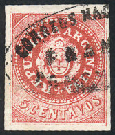 GJ.15, 5c. Narrow C, Dull Red, Used In Mendoza, Wide Margins, Nice Color, Very Fresh, Excellent Example! - Usati