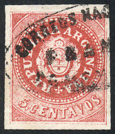 GJ.15, 5c. Narrow C, Dull Red, Used In Mendoza, Wide Margins, Nice Color, Very Fresh, Excellent Example! - Oblitérés