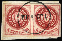 GJ.12, Semi-worn Plate, Superb Pair On Small Fragment, With FRANCA Cancel Of Concordia, Excellent! - Used Stamps