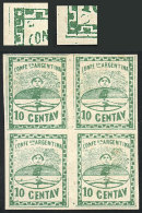 GJ.5A, 10c. Large Figures, Dark Green, Handsome Block Of 4, The Lower Left Stamp With Marks Of The Nails That Held... - Nuovi