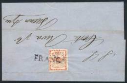 GJ.1, 5c. Red With 4 Complete Margins Franking A Folded Cover Dated GUALEGUAYCHÚ 9/JUL/1860, Sent To Buenos... - Usati