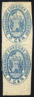 GJ.1, 5c. Blue, Vertical Pair, Very Nice, Catalog Value US$300. - Cordoba (1858-1860)