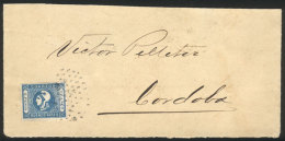 GJ.20, 2P. Blue, CLEAR IMPRESSION, Franking A Front Of Cover Sent From Buenos Aires To Córdoba, Minor Defect... - Buenos Aires (1858-1864)