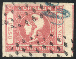 GJ.19, 1P. Rose, Clear Impression, Fantastic Example With Ample To Large Margins, With Double Dotted Cancel (in... - Buenos Aires (1858-1864)
