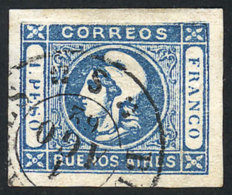 GJ.17, 1P. Blue, Semi-clear Impression, With VARIETY: Top Frame Line OMITTED, Rare And Fantastic, With Tiny Defect... - Buenos Aires (1858-1864)