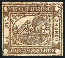 GJ.10, IN Ps. Yellowish Dun, Type 6 On The Kneitschel Reconstruction, Mint, With Top Sheet Margin (very Rare), Very... - Buenos Aires (1858-1864)