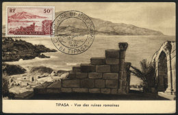 TIPASA: Panorama, Roman Ruins, Maximum Card Of 28/MAR/1955, With Special Pmk Of "Bi-millennium", VF Quality - Algérie (1962-...)