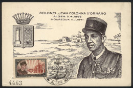 Cnel. Jean Colonna D´Ornano, French Explorer, Maximum Card Of JA/1951, VF Quality - Algeria (1962-...)