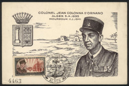 Cnel. Jean Colonna D´Ornano, French Explorer, Maximum Card Of JA/1951, VF Quality - Algérie (1962-...)