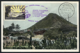 Maximum Card Of 14/MAR/1957: Rural Landscape Of Aruba With Hooiberg, With First Day Postmark, VF Quality - Kaapverdische Eilanden