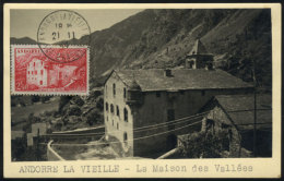 Maximum Card Of 21/NO/1944: Andorra La Vella, Maison Des Vallées, VF Quality - Used Stamps