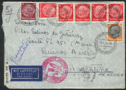 Airmail Cover With Its Original Letter Sent From Frankfurt To Argentina On 22/JA/1939 With Nice Postage Of 1.75RM.,... - Altri & Non Classificati