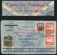 Airmail Cover Sent From Santiago De Chile To Berlin On 27/NO/1935, With Rare Rose Postal Mark: "Wegen Der Unruhen... - Other & Unclassified