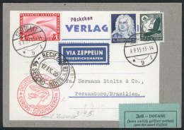 Front Of A Parcel Post Sent By ZEPPELIN From Stuttgart To Pernambuco (Brazil) On 9/SE/1935, Excellent Quality! - Otros & Sin Clasificación