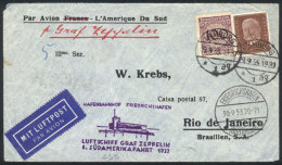 Cover Flown By ZEPPELIN, Sent From Hamburg To Rio De Janeiro On 30/SE/1933, With Friedrichshafen Transit Mark And... - Autres & Non Classés